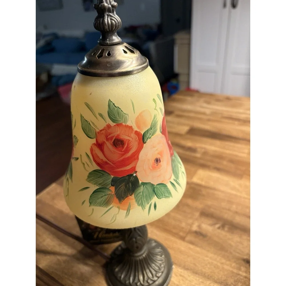 Dale Tiffany Hand Painted RoseBell Lamp Gift Set Candle Holder Wooden Jewelry Bo - Picture 16 of 16